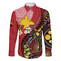 Papua New Guinea And Australia Aboriginal Family Matching Tank Maxi Dress and Hawaiian Shirt Bird Of Paradise And Kangaroo Together