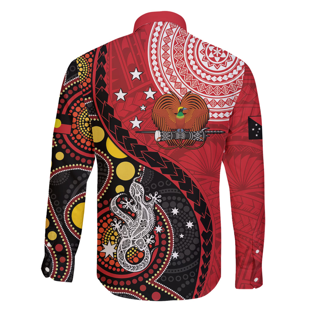 Papua New Guinea And Australia Aboriginal Family Matching Tank Maxi Dress and Hawaiian Shirt Bird Of Paradise And Kangaroo Together
