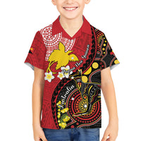 Papua New Guinea And Australia Aboriginal Kid Hawaiian Shirt Bird Of Paradise And Kangaroo Together