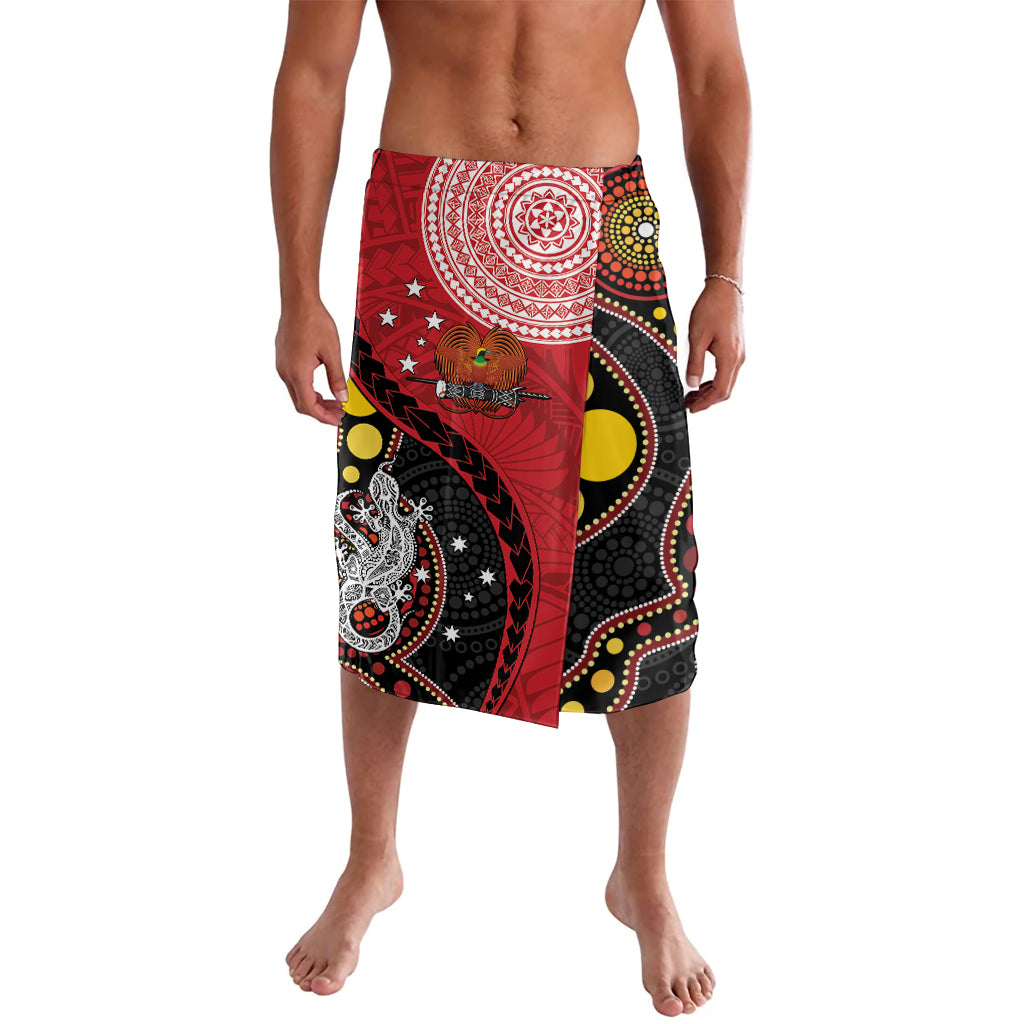 Papua New Guinea And Australia Aboriginal Lavalava Bird Of Paradise And Kangaroo Together LT05 Red - Polynesian Pride