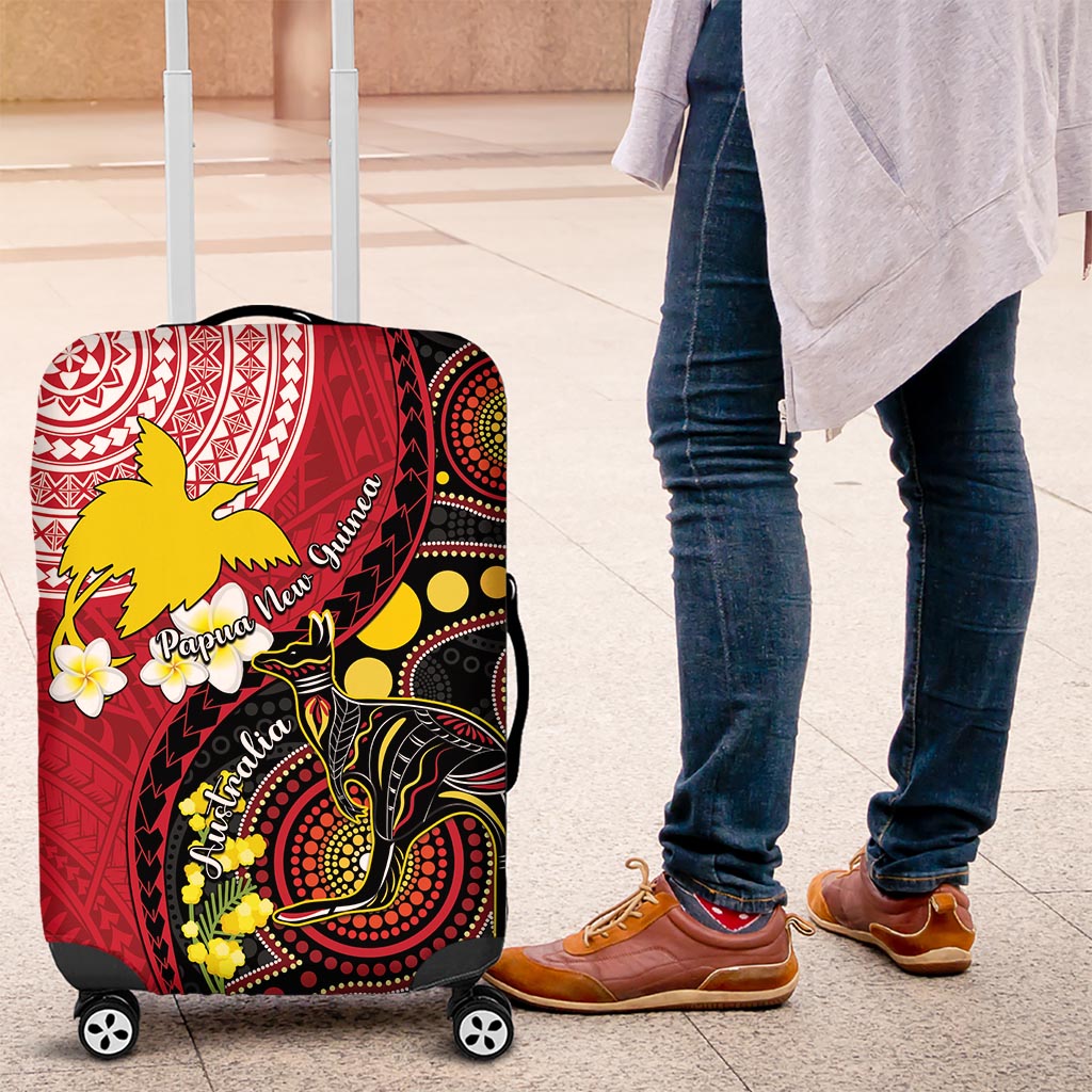 Papua New Guinea And Australia Aboriginal Luggage Cover Bird Of Paradise And Kangaroo Together