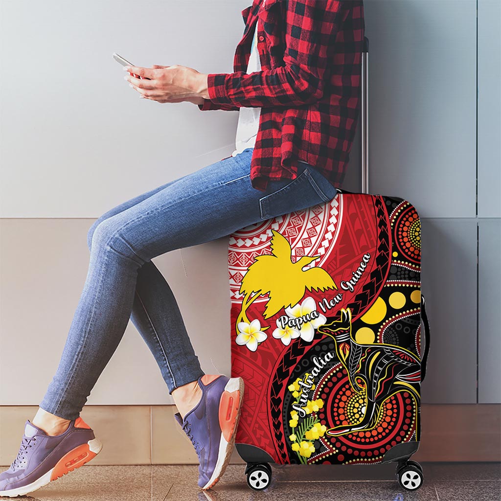 Papua New Guinea And Australia Aboriginal Luggage Cover Bird Of Paradise And Kangaroo Together