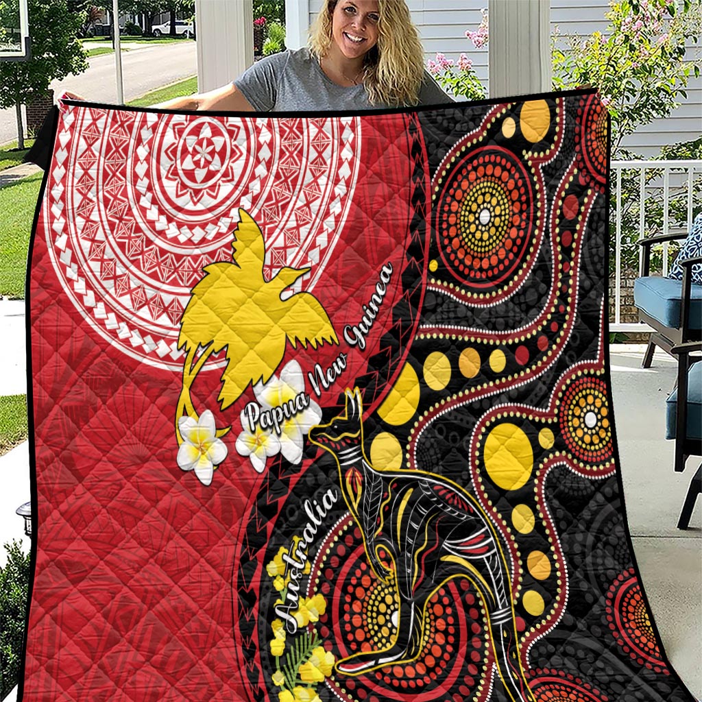 Papua New Guinea And Australia Aboriginal Quilt Bird Of Paradise And Kangaroo Together