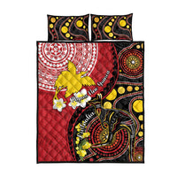Papua New Guinea And Australia Aboriginal Quilt Bed Set Bird Of Paradise And Kangaroo Together LT05 - Polynesian Pride