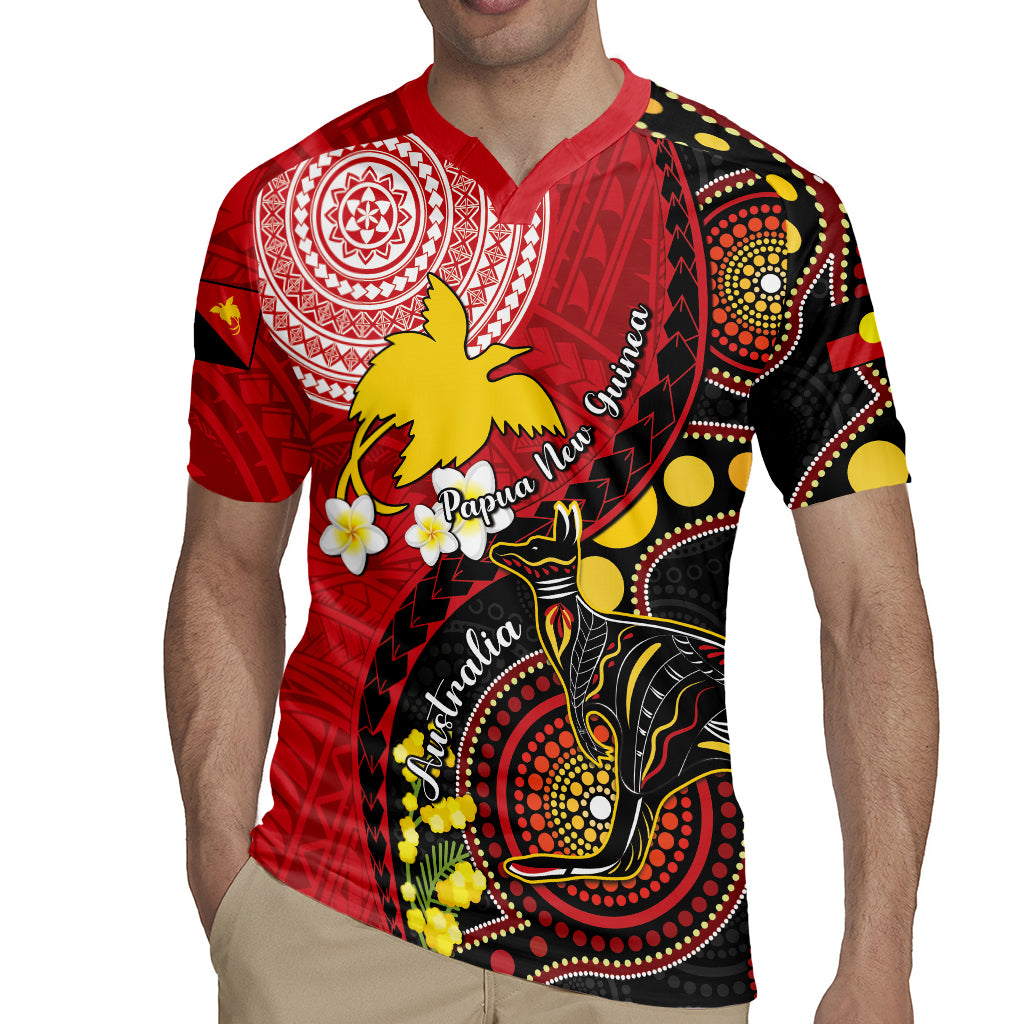 Papua New Guinea And Australia Aboriginal Rugby Jersey Bird Of Paradise And Kangaroo Together