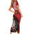 Papua New Guinea And Australia Aboriginal Short Sleeve Bodycon Dress Bird Of Paradise And Kangaroo Together