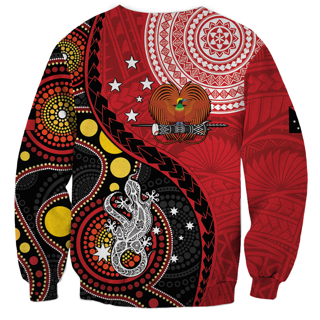 Papua New Guinea And Australia Aboriginal Sweatshirt Bird Of Paradise And Kangaroo Together LT05 - Polynesian Pride