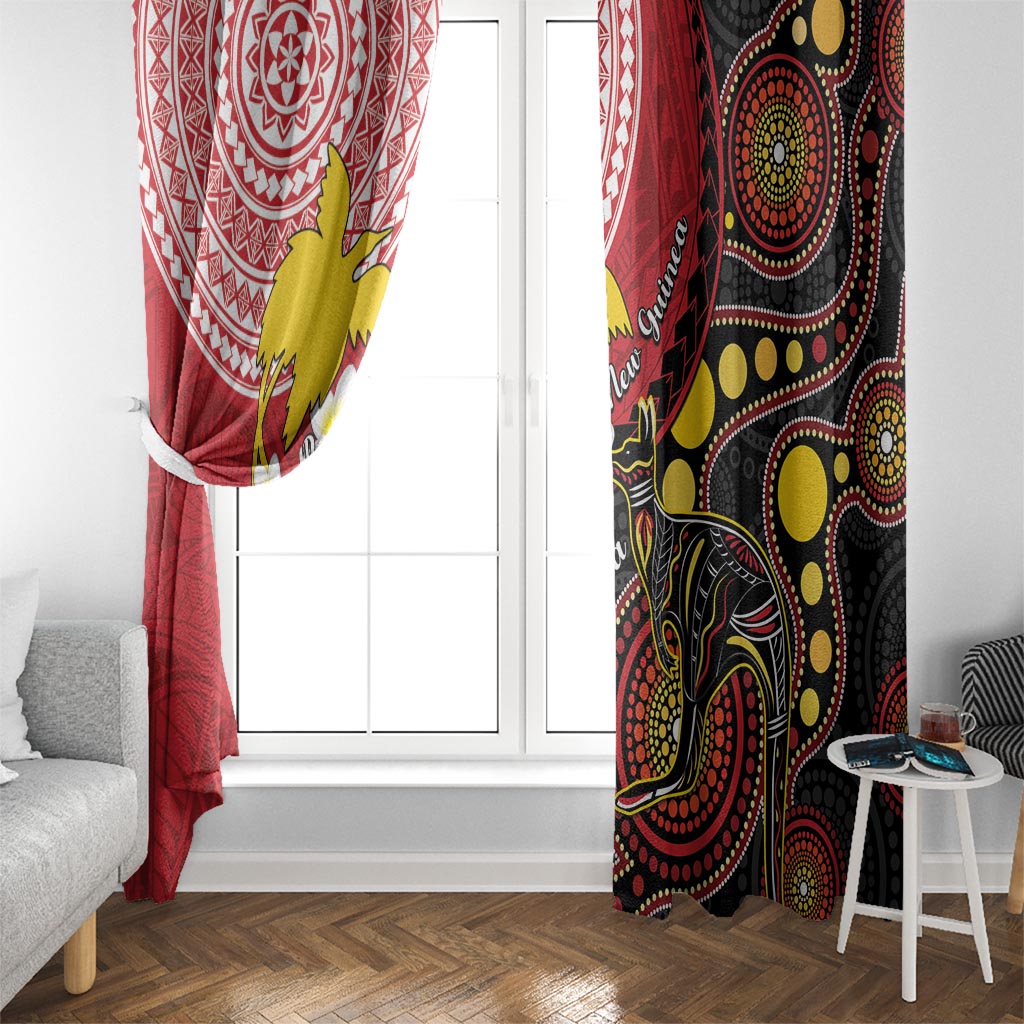 Papua New Guinea And Australia Aboriginal Window Curtain Bird Of Paradise And Kangaroo Together LT05 - Polynesian Pride