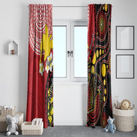 Papua New Guinea And Australia Aboriginal Window Curtain Bird Of Paradise And Kangaroo Together LT05 - Polynesian Pride