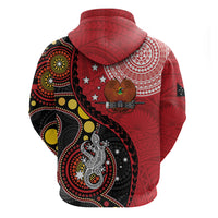 Papua New Guinea And Australia Aboriginal Zip Hoodie Bird Of Paradise And Kangaroo Together