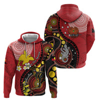 Papua New Guinea And Australia Aboriginal Zip Hoodie Bird Of Paradise And Kangaroo Together