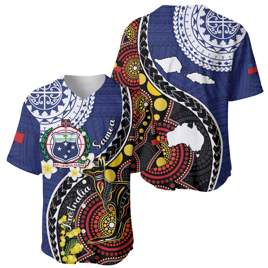 Samoa And Australia Together Baseball Jersey Aboriginal Mix Polynesian