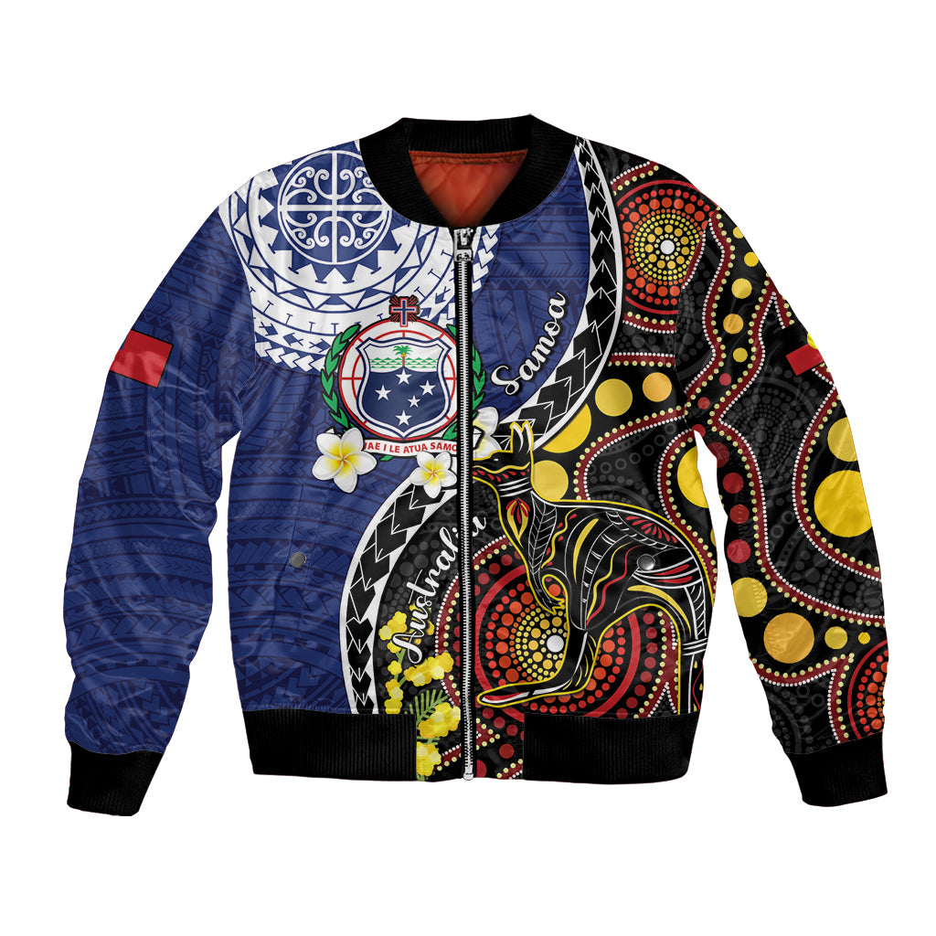 Samoa And Australia Together Bomber Jacket Aboriginal Mix Polynesian