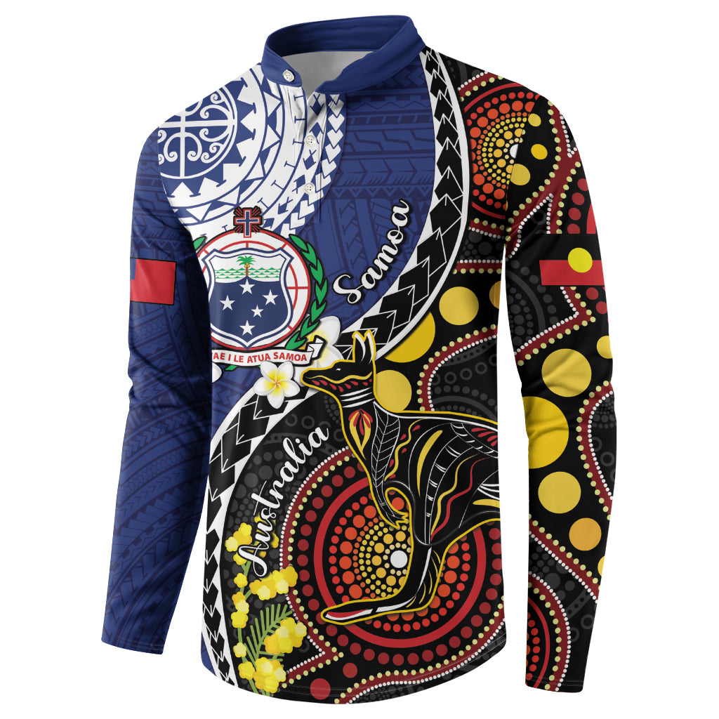 Samoa And Australia Together Button Sweatshirt Aboriginal Mix Polynesian