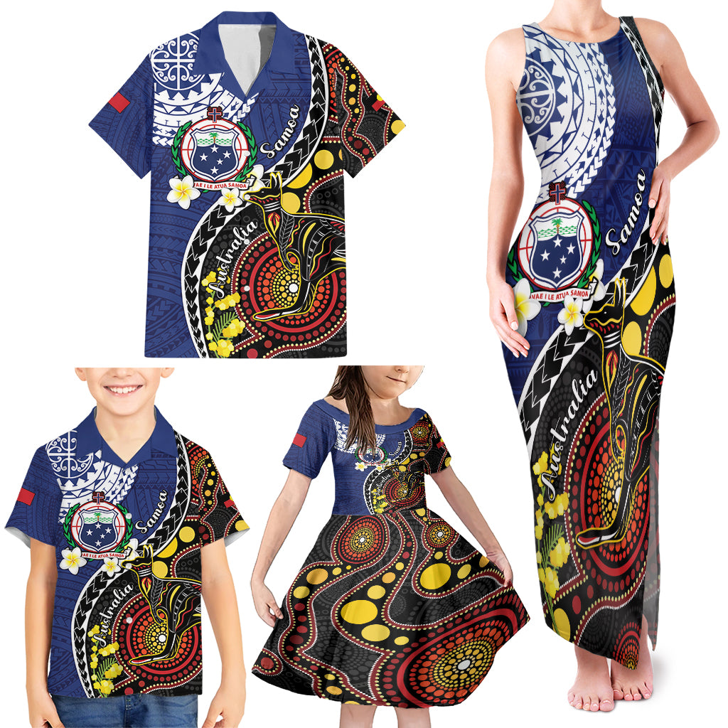 Samoa And Australia Together Family Matching Tank Maxi Dress and Hawaiian Shirt Aboriginal Mix Polynesian