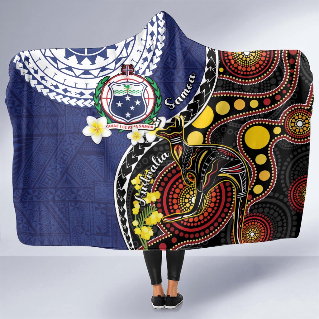 Samoa And Australia Together Hooded Blanket Aboriginal Mix Polynesian