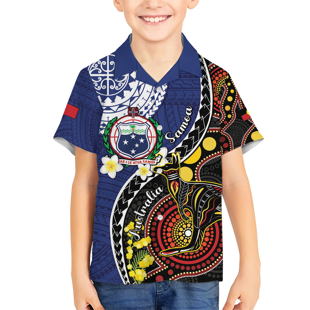 Samoa And Australia Together Kid Hawaiian Shirt Aboriginal Mix Polynesian