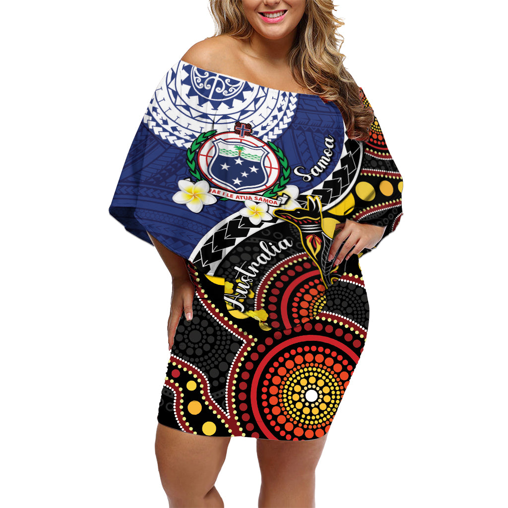 Samoa And Australia Together Off Shoulder Short Dress Aboriginal Mix Polynesian