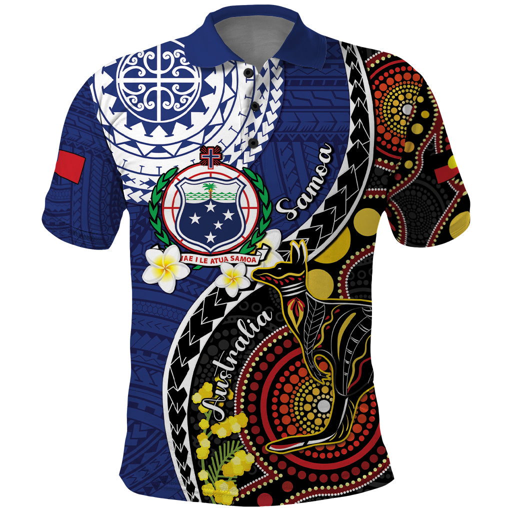 Samoa And Australia Together Polo Shirt Aboriginal Mix Polynesian
