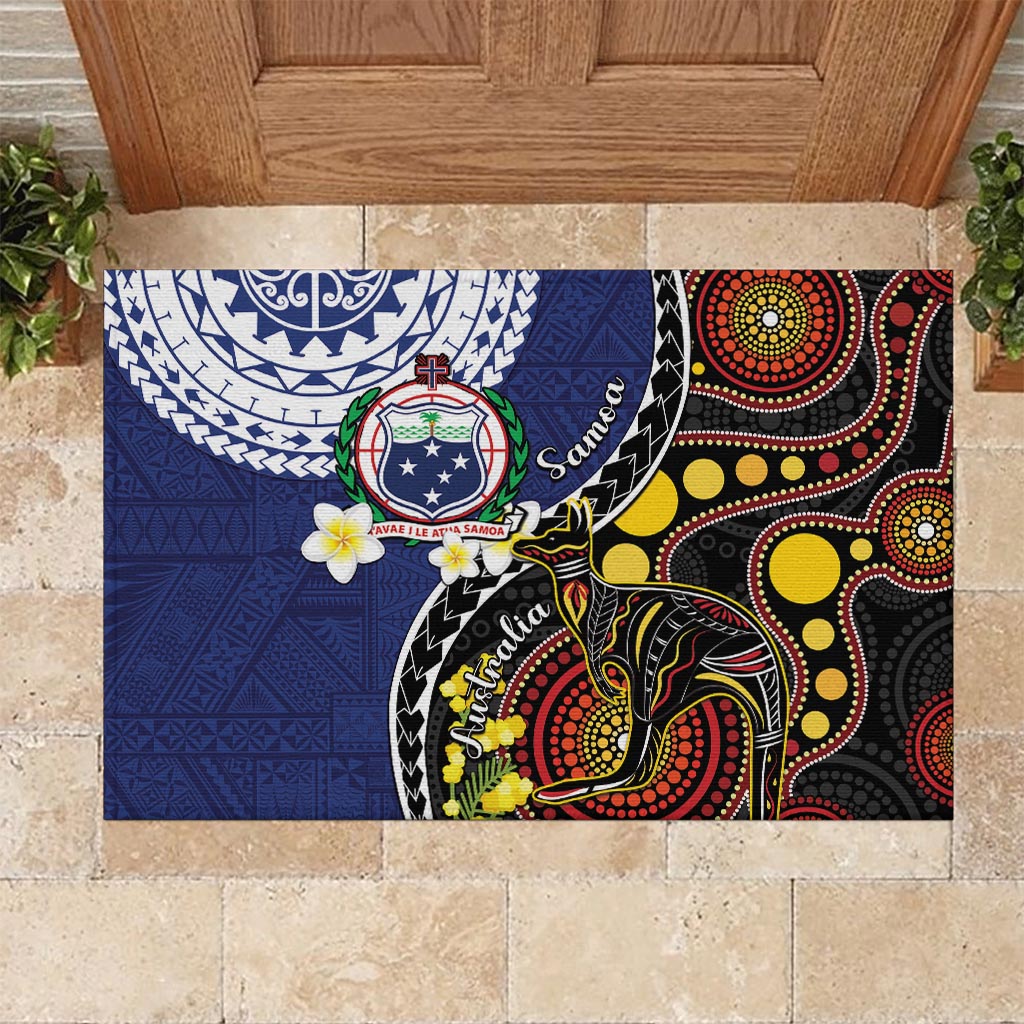 Samoa And Australia Together Rubber Doormat Aboriginal Mix Polynesian