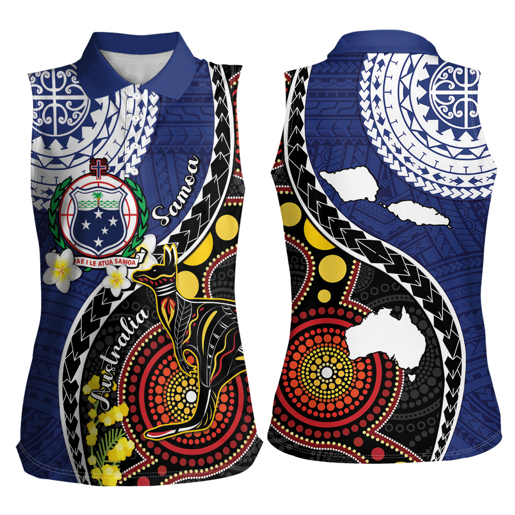 Samoa And Australia Together Women Sleeveless Polo Shirt Aboriginal Mix Polynesian