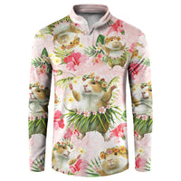 Hawaii Guinea Hula Pig Button Sweatshirt Funny Tropical Style LT05 Pink - Polynesian Pride