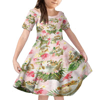 Hawaii Guinea Hula Pig Family Matching Off Shoulder Maxi Dress and Hawaiian Shirt Funny Tropical Style LT05 Daughter's Dress Pink - Polynesian Pride
