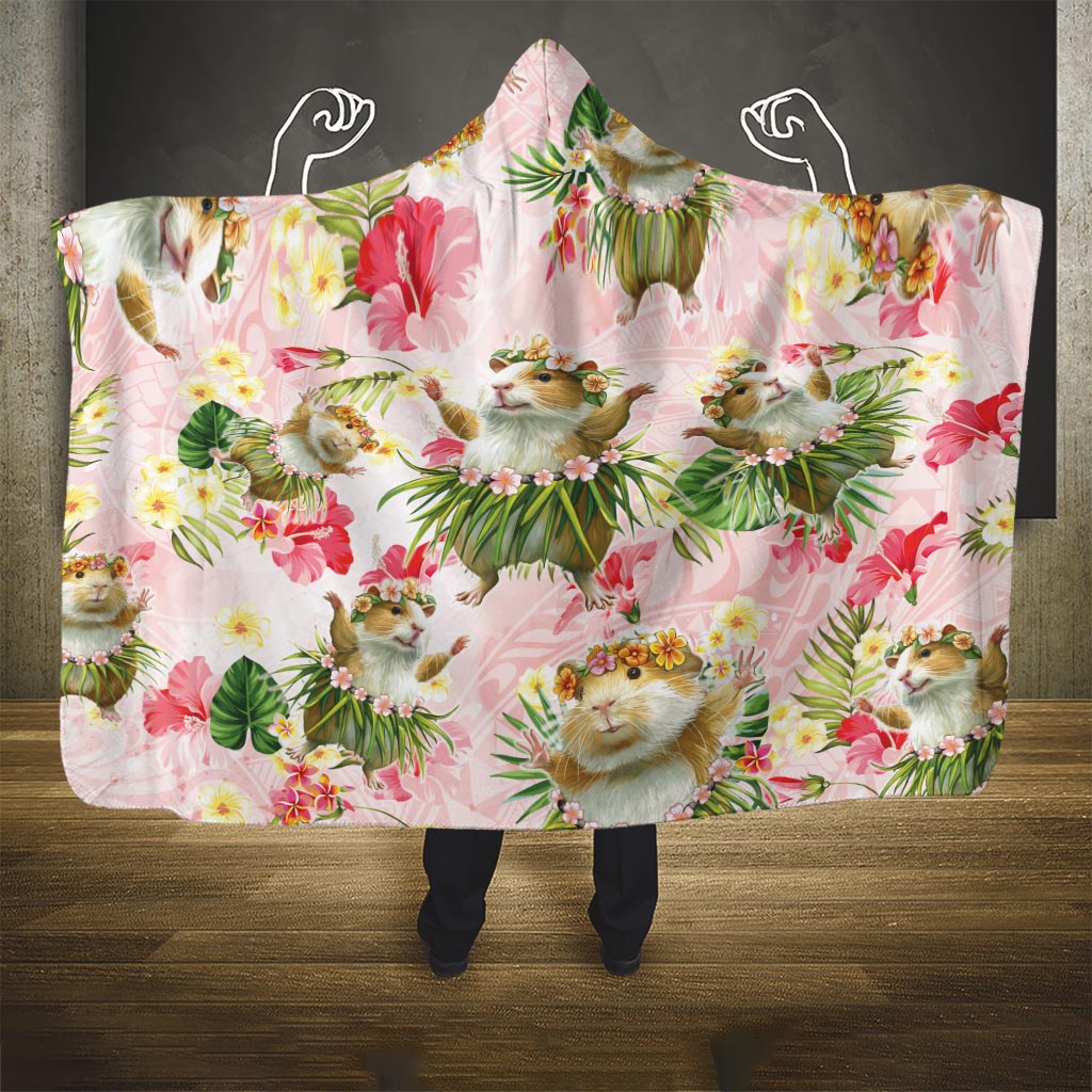 Hawaii Guinea Hula Pig Hooded Blanket Funny Tropical Style LT05 One Size Pink - Polynesian Pride