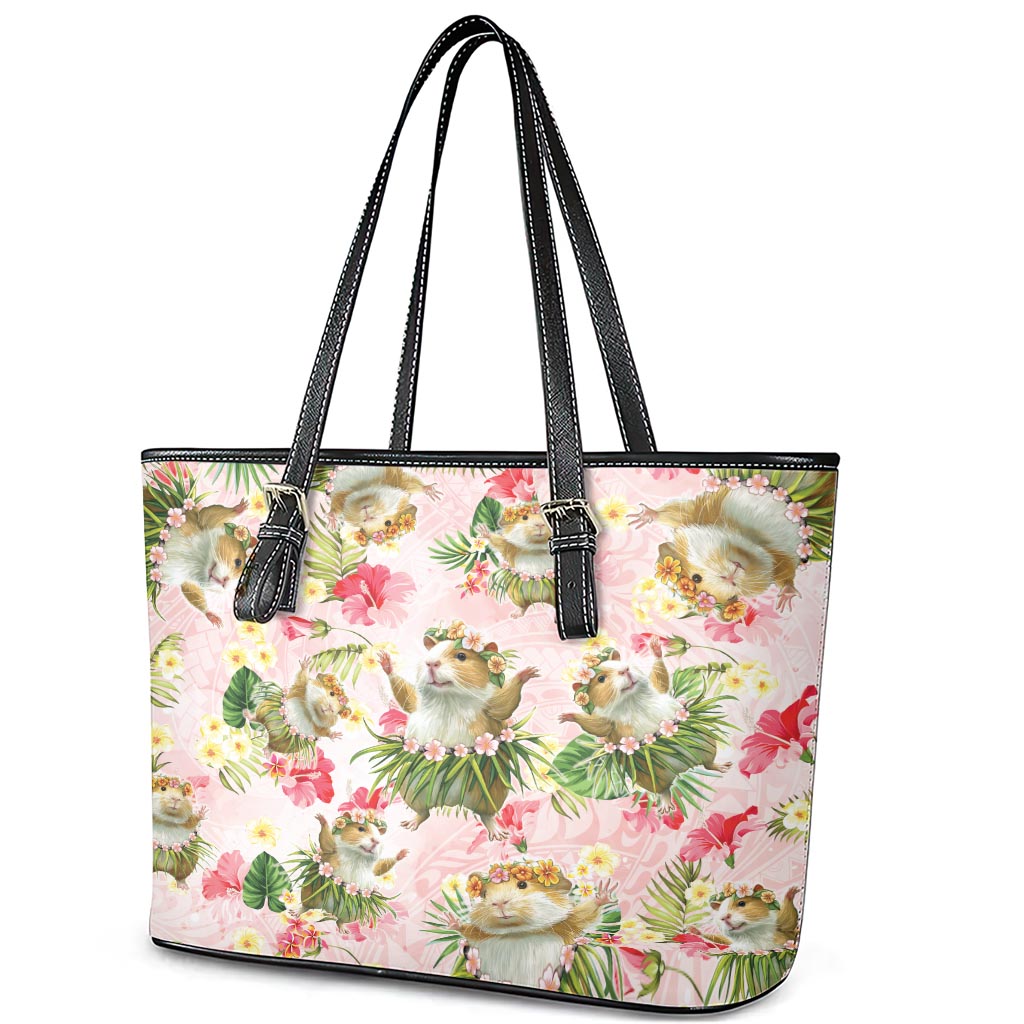 Hawaii Guinea Hula Pig Leather Tote Bag Funny Tropical Style LT05 - Polynesian Pride