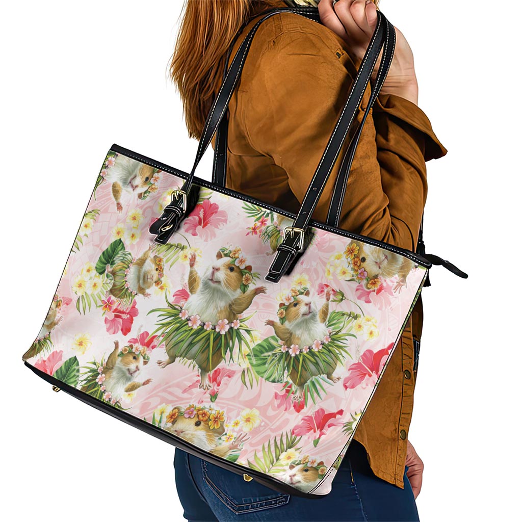 Hawaii Guinea Hula Pig Leather Tote Bag Funny Tropical Style LT05 - Polynesian Pride