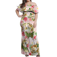 Hawaii Guinea Hula Pig Off Shoulder Maxi Dress Funny Tropical Style LT05 Women Pink - Polynesian Pride