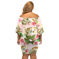 Hawaii Guinea Hula Pig Off Shoulder Short Dress Funny Tropical Style LT05 - Polynesian Pride