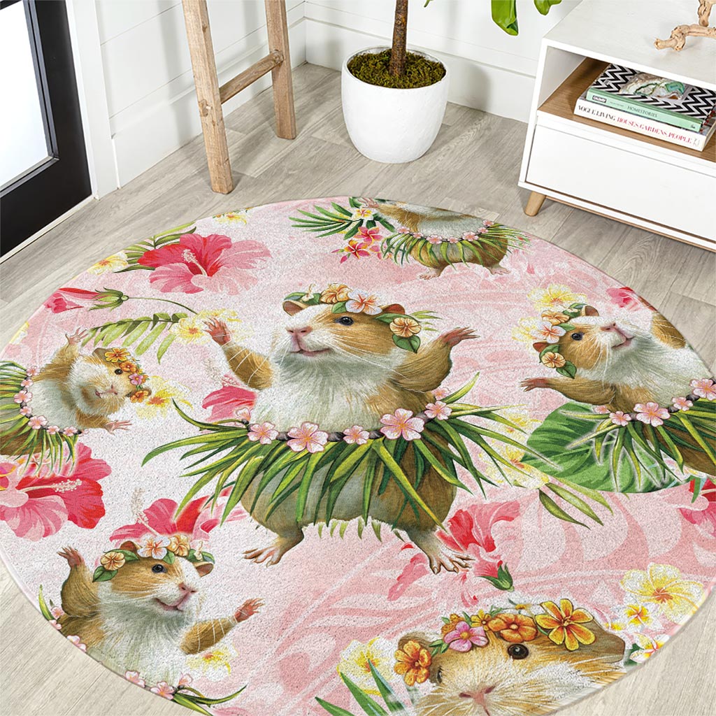 Hawaii Guinea Hula Pig Round Carpet Funny Tropical Style