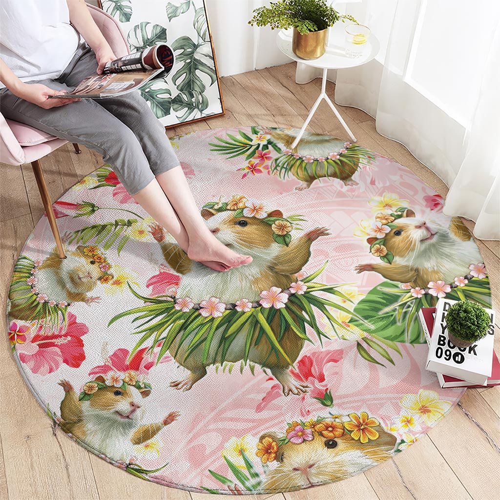Hawaii Guinea Hula Pig Round Carpet Funny Tropical Style