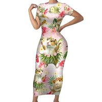 Hawaii Guinea Hula Pig Short Sleeve Bodycon Dress Funny Tropical Style
