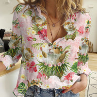 Hawaii Guinea Hula Pig Women Casual Shirt Funny Tropical Style