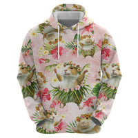 Hawaii Guinea Hula Pig Zip Hoodie Funny Tropical Style