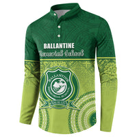 Personalised Ballantine Memorial School Button Sweatshirt With Fijian Tapa Pattern