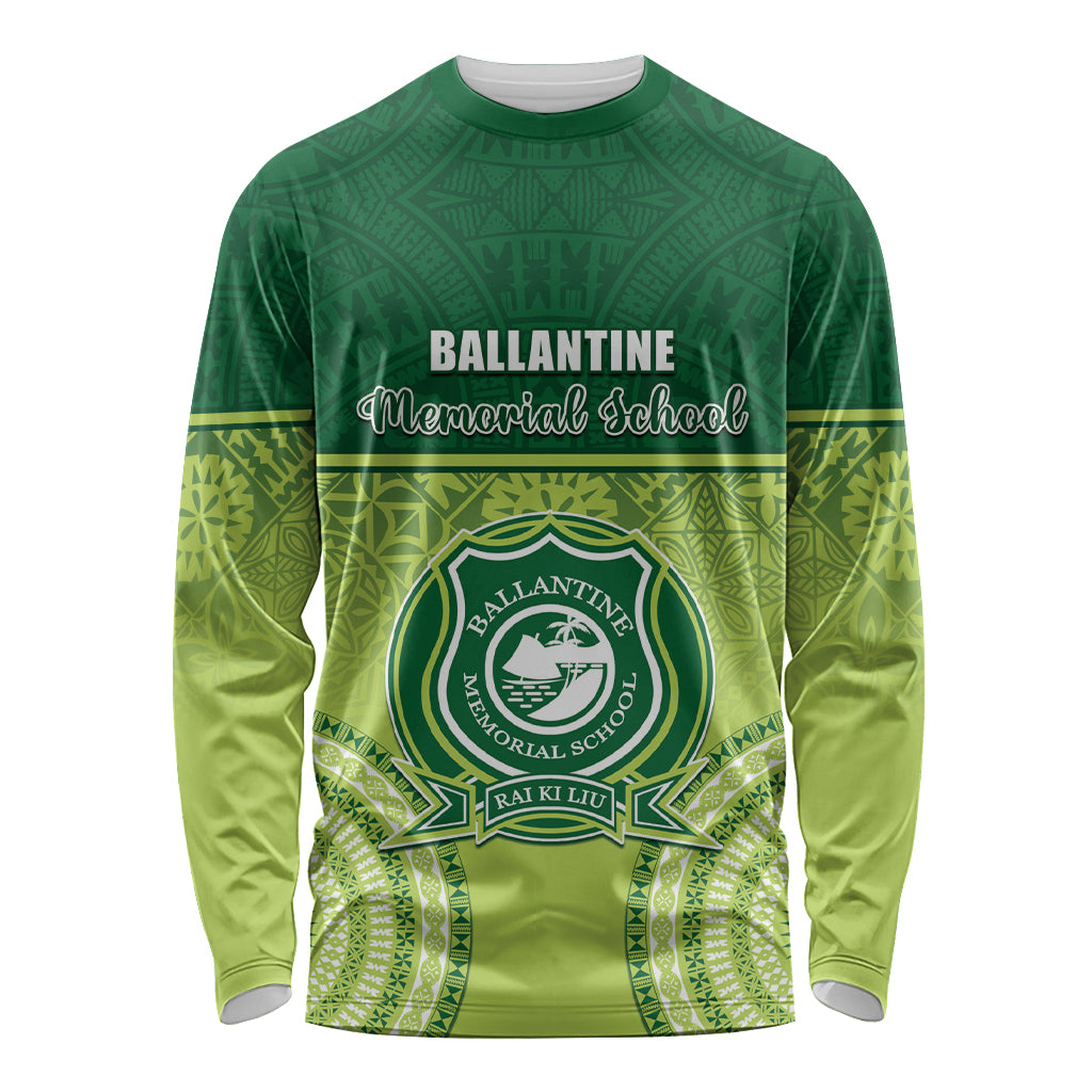 Personalised Ballantine Memorial School Long Sleeve Shirt With Fijian Tapa Pattern