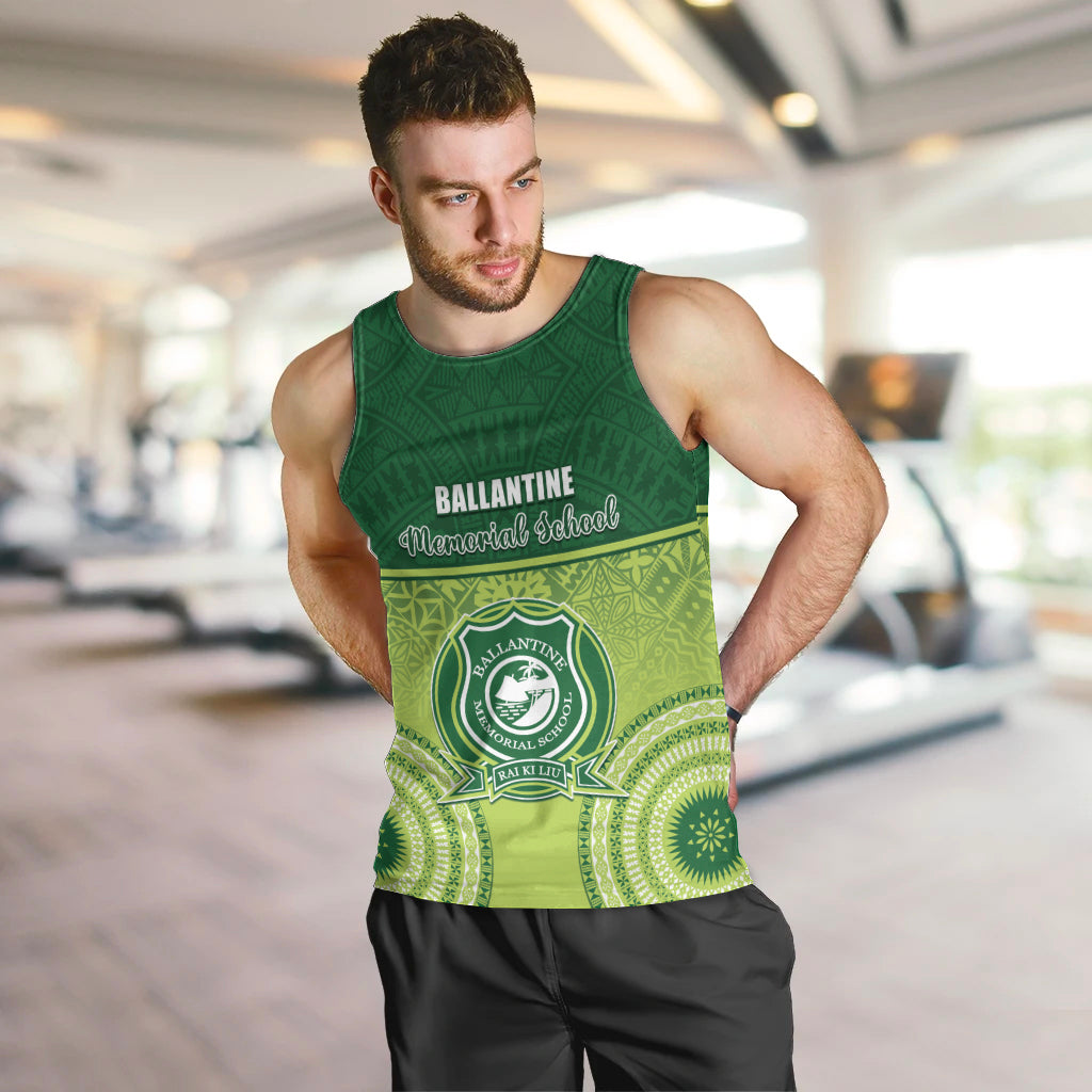 Personalised Ballantine Memorial School Men Tank Top With Fijian Tapa Pattern