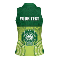 Personalised Ballantine Memorial School Women Sleeveless Polo Shirt With Fijian Tapa Pattern