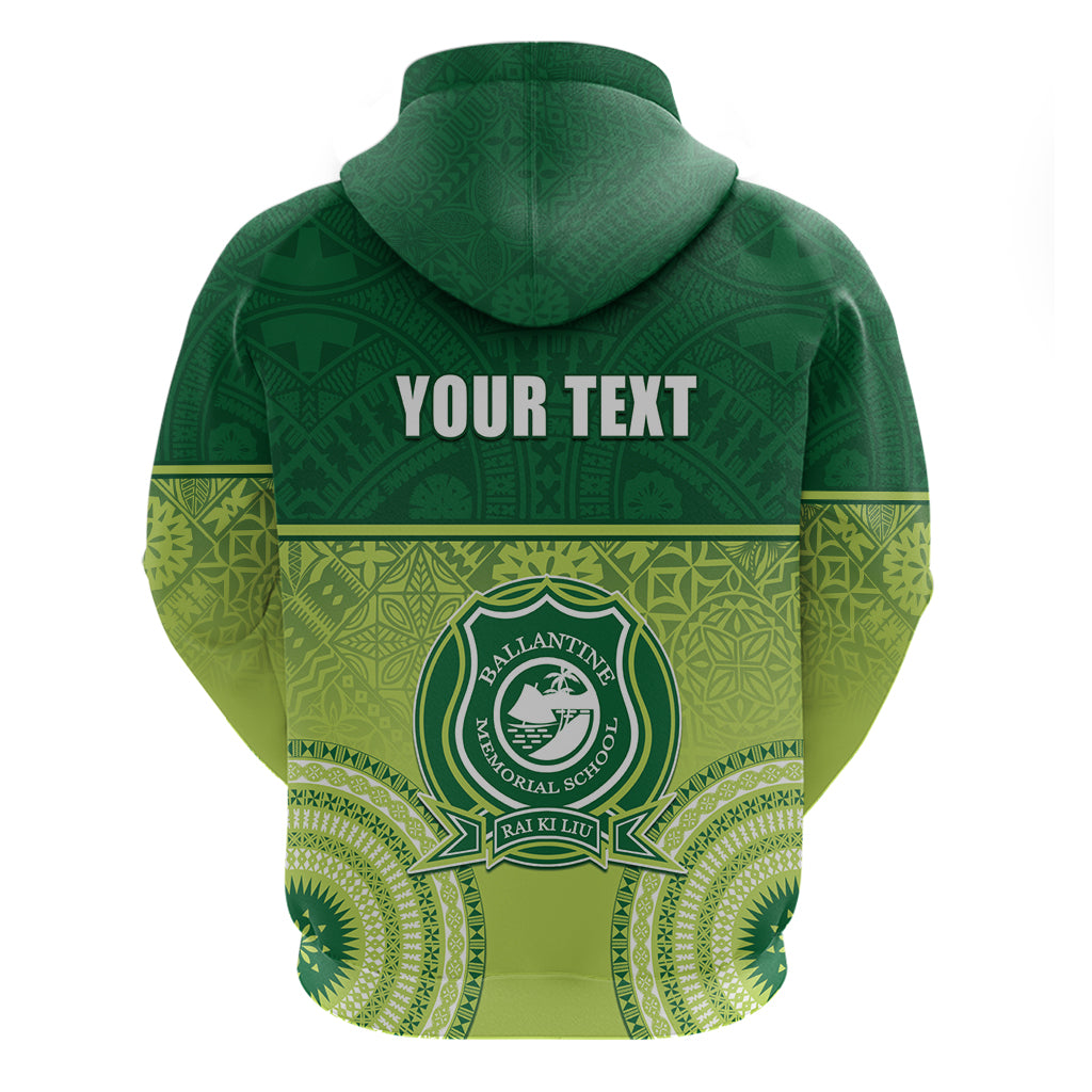 Personalised Ballantine Memorial School Zip Hoodie With Fijian Tapa Pattern