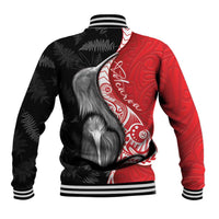 New Zealand Aotearoa Baseball Jacket Kiwi Fern Maori Pattern Red Version LT05 - Polynesian Pride
