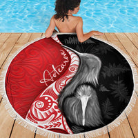 New Zealand Aotearoa Beach Blanket Kiwi Fern Maori Pattern Red Version LT05 - Polynesian Pride