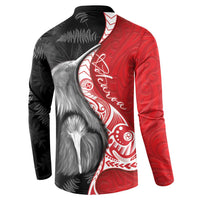 New Zealand Aotearoa Button Sweatshirt Kiwi Fern Maori Pattern Red Version LT05 - Polynesian Pride