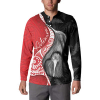 New Zealand Aotearoa Button Sweatshirt Kiwi Fern Maori Pattern Red Version LT05 - Polynesian Pride