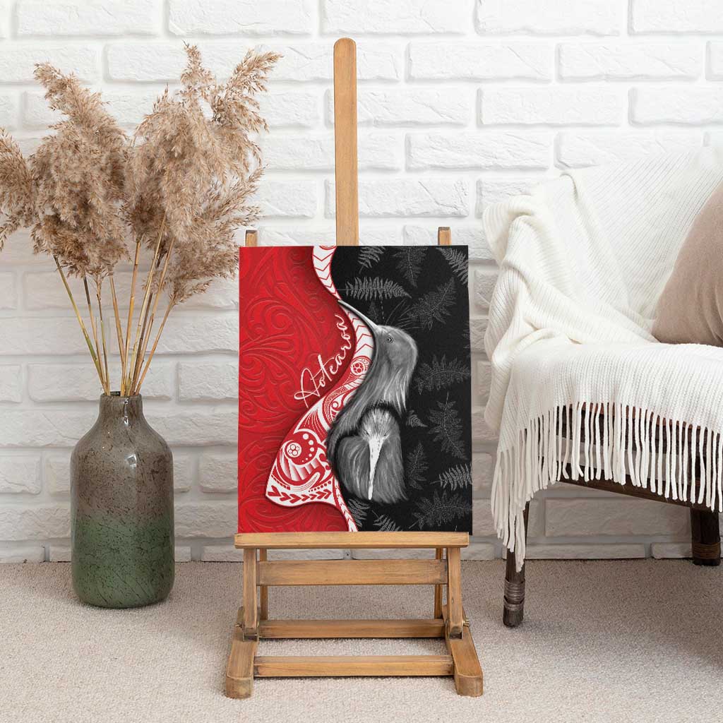 New Zealand Aotearoa Canvas Wall Art Kiwi Fern Maori Pattern Red Version LT05 - Polynesian Pride