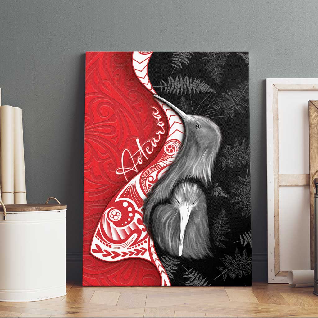 New Zealand Aotearoa Canvas Wall Art Kiwi Fern Maori Pattern Red Version LT05 - Polynesian Pride