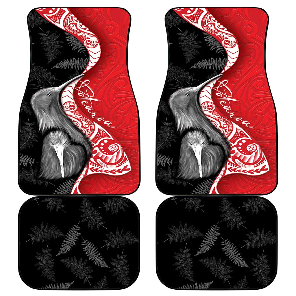 New Zealand Aotearoa Car Mats Kiwi Fern Maori Pattern Red Version LT05 - Polynesian Pride
