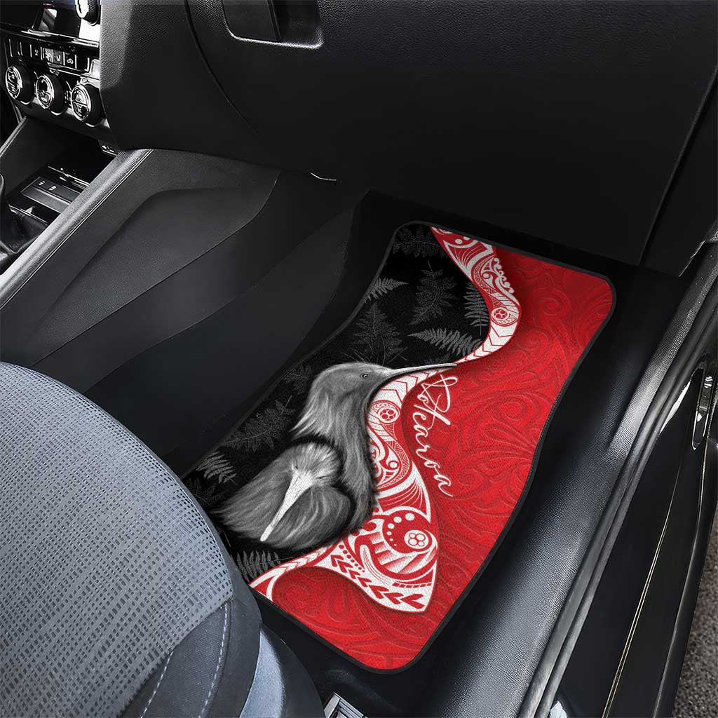 New Zealand Aotearoa Car Mats Kiwi Fern Maori Pattern Red Version LT05 - Polynesian Pride